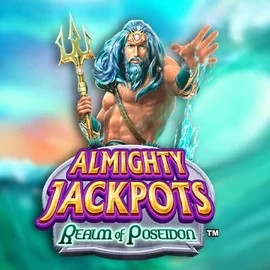 Almighty Jackpots – Realm of Poseidon online game logo by Novomatic on vegaskaszino.com